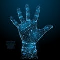 Open palm up low poly blue Royalty Free Stock Photo