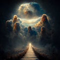 Abstract image of the opened heavens, the road, the way to the sky Royalty Free Stock Photo