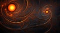 an abstract image of orange and black swirls