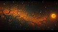 an abstract image of orange and black swirls