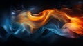 an abstract image of orange and blue flames on a black background Royalty Free Stock Photo