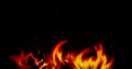 Orange fire or flames with sparkles in black background. Royalty Free Stock Photo