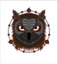 Owl illustration with uchiha symbol Royalty Free Stock Photo