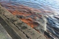 Abstract Image of Polluted Water Surface with Oily Patterns Royalty Free Stock Photo