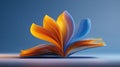 Abstract Open Book with Swirling Pages in Blue and Orange - Creative Design for Knowledge and Learning Royalty Free Stock Photo