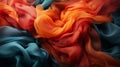 an abstract image of red orange and blue fabric Royalty Free Stock Photo