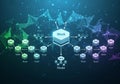 Abstract image representing a blockchain network with nodes and Royalty Free Stock Photo