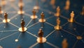 Abstract image represents organizational structure. Gold figures connected, teamwork, collaboration, network. Concept for Royalty Free Stock Photo
