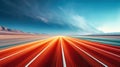 An abstract image of a road with motion blur, set against a bright blue sky. Royalty Free Stock Photo