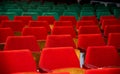 Abstract image with rows of red and green chairs Royalty Free Stock Photo