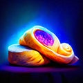 Abstract image of seashells on a black background with blue light Generative AI Royalty Free Stock Photo