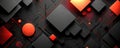 Dynamic abstract background with black and red geometric patterns featuring squares and circles for a striking phone