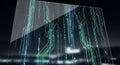 Futuristic Digital Matrix Overlay with Binary Code and Circuitry Patterns Royalty Free Stock Photo