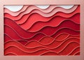 A beautiful abstract artwork featuring layered paper cut waves in a gradient of red hues Royalty Free Stock Photo