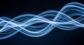Abstract flowing blue light waves against a dark background Royalty Free Stock Photo