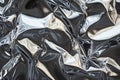 Abstract silver and black swirling liquid shapes. AI generative Royalty Free Stock Photo