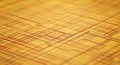 Abstract Yellow Surface with a Red and Grey Grid Pattern in Perspective lines network Royalty Free Stock Photo