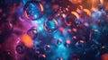 Abstract image of soap bubbles from the bubble blower in dark. Royalty Free Stock Photo