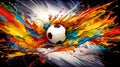 abstract image soccer sport, football ball, art watercolors colorful banner. Royalty Free Stock Photo