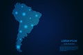 Abstract image South America map from point blue and glowing stars on a dark background Royalty Free Stock Photo