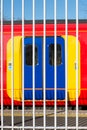 Image of a Southwest Trains Railway Coach Parked Behind a Steel Security Fence