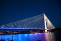 Abstract image - Suspension Bridge night lights. Dusk Skyline