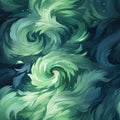 Abstract image of a swirling green sea with feathers (tiled)