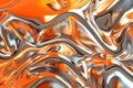Abstract Metallic Surface: Silver and Orange Swirls Royalty Free Stock Photo