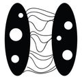 Black ovals and lines vector or color illustration