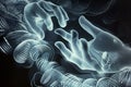 Abstract image of two hands in the form of ghostly smoke. Royalty Free Stock Photo