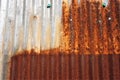 Abstract image of a very old galvanized sheet partially rusted.