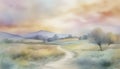 Abstract image of Vintage pastel countryside landscapev