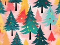 abstract impressionist Christmas modern art background with colorful pastel christmas tree Royalty Free Stock Photo