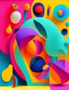 abstract about inclusion and equality, bright colors and organic shapes illustration