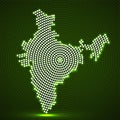 Abstract India map of glowing radial dots