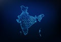 Abstract of india map network, internet and global connection concept, Wire Frame 3D mesh polygonal network line, design sphere,