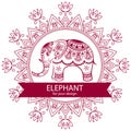 Abstract Indian elephant with mandala.