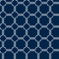 Abstract indigo shibori seamless vector pattern with mosaic