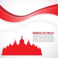 Abstract Indonesia flag wave and Borobudur Temple