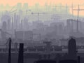 Abstract industrial part of city in the morning. Royalty Free Stock Photo