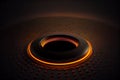Abstract industrial realistic embossing volume cylinder texture, depressed circles black background, 3d geometric