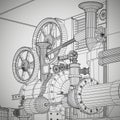 Abstract industrial, technology background. Gears outlines