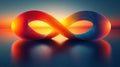 Abstract infinity loop with red and blue gradient at sunset
