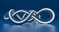 Abstract Infinity Loop Sculpture with Luminous Edges on Blue Surface Royalty Free Stock Photo
