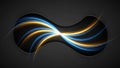 Abstract infinity symbol with glowing blue and gold light trails on dark background Royalty Free Stock Photo