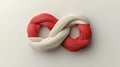 Abstract Infinity Symbol in Red and White with Elegant Twisted Strands and Soft Background Royalty Free Stock Photo