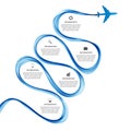 Abstract infographic airplane and wave a blue smoke. Royalty Free Stock Photo