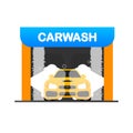 Abstract infographic with carwash flat illustration. High pressure washer. Vector banner