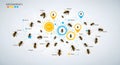 Abstract infographic design featuring honey bees and data visualization, ideal for business or science presentations Royalty Free Stock Photo