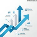 Abstract infographic featuring multiple upward-pointing arrows in shades of blue.